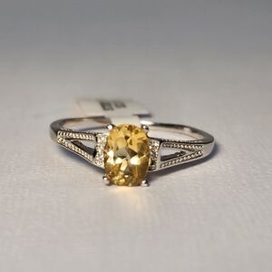 NWT Semi VTG Golden Citrine W/ 925 Split Shank Deco Style Ring Sz 12